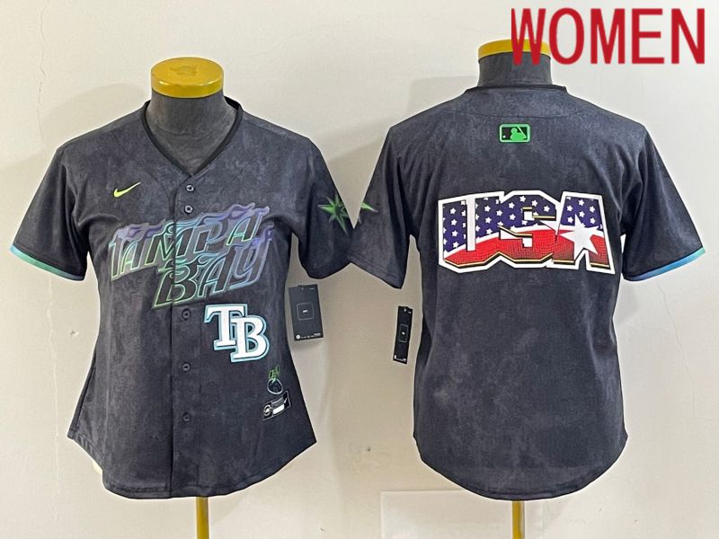 Women Tampa Bay Rays Blank Nike MLB Limited City Connect Black 2024 Jersey style 4->women mlb jersey->Women Jersey
